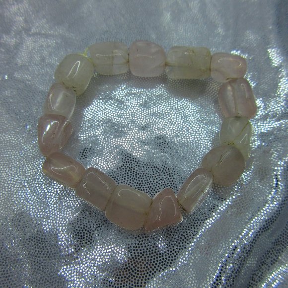 Rose Quartz Nuggets 7" Stretchy Gemstone Bracelet - Picture 2 of 3